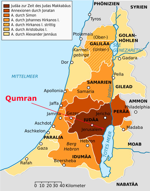Schriftrollen vom Toten Meer: Judäa Karte