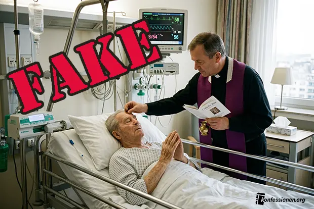 Ein Priester salbt einen Todkranken auf seinem Sterbebett